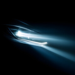Innovative Xenon Car Light Emitting Futuristic Bluish Glow in Dark Setting