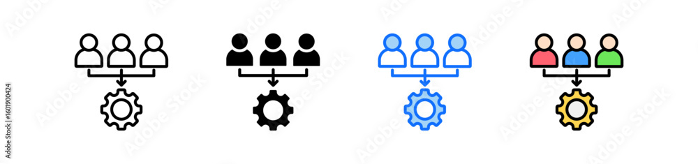 Poster resource management icon set multiple style collection