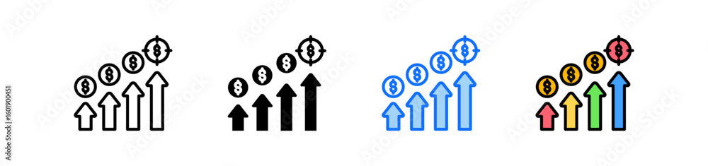 Poster competitive advantage icon set multiple style collection