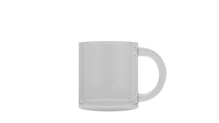 3D Render a glass mug with a handle on a white background