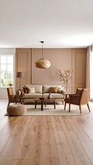 Beige living room interior