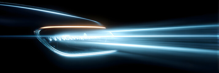 Innovative Xenon Car Light Emitting Futuristic Bluish Glow in Dark Setting