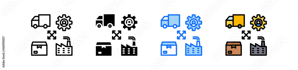 Poster supply chain icon set multiple style collection