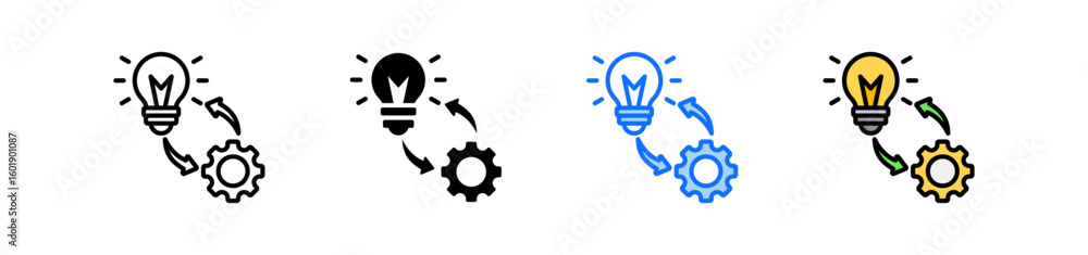 Poster strategic execution icon set multiple style collection
