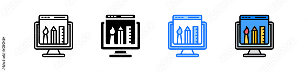 Poster graphic design icon set multiple style collection