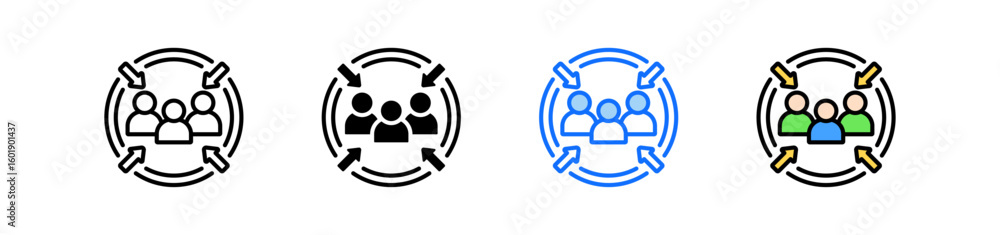 Poster target audience icon set multiple style collection