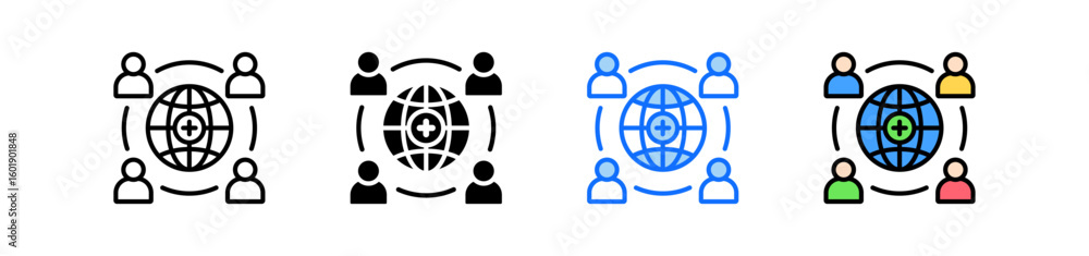 Poster community icon set multiple style collection