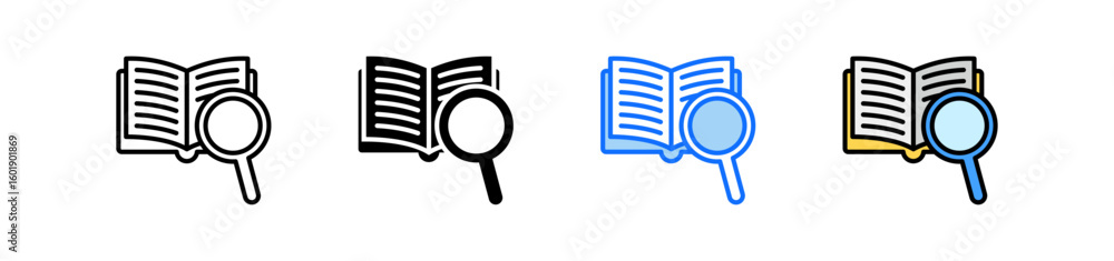 Poster case study icon set multiple style collection