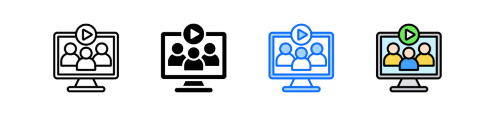 Webinar Icon Set Multiple Style Collection