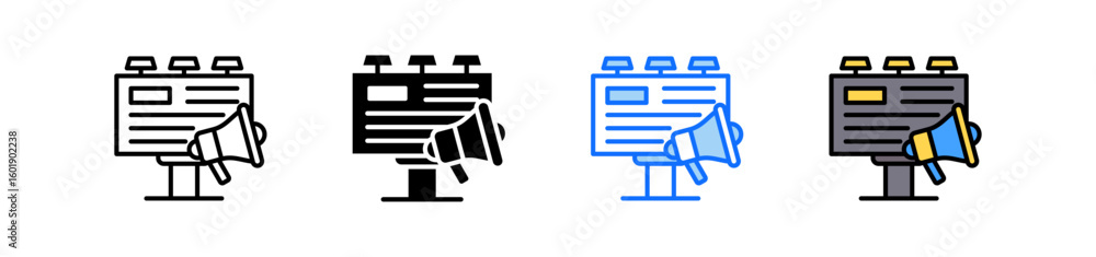 Poster advertisement icon set multiple style collection