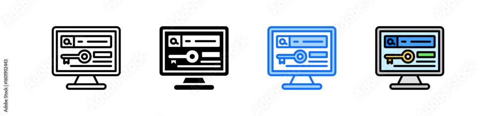 Poster seo keywords icon set multiple style collection