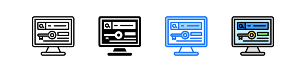 Seo Keywords Icon Set Multiple Style Collection