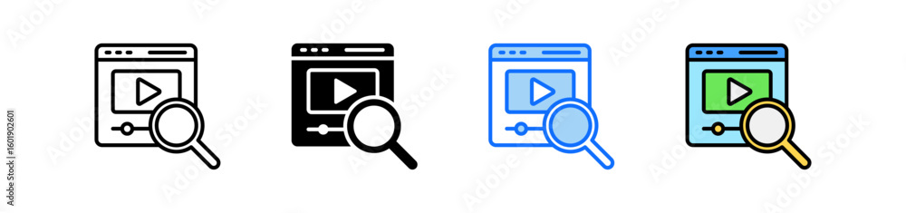 Poster content analysis icon set multiple style collection