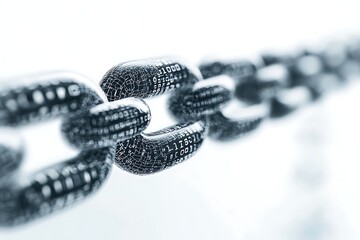 Digital blockchain network chain illustration, data encryption and cryptocurrency concept