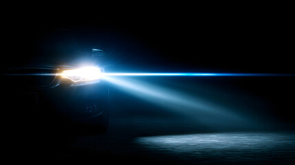 Innovative Xenon Car Light Emitting Futuristic Bluish Glow in Dark Setting