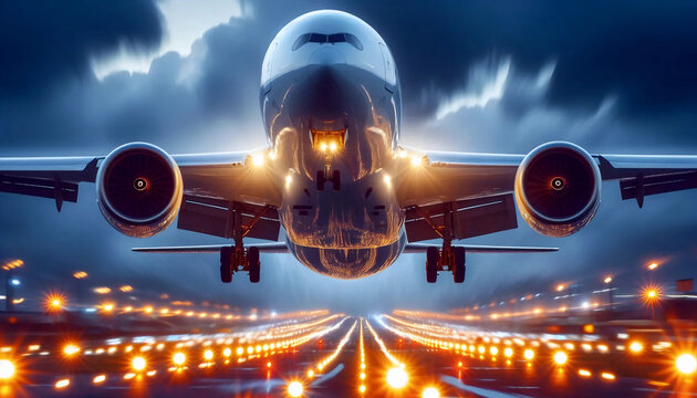 A Boeing during takeoff or landing, Ai generated image