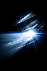 Innovative Xenon Car Light Emitting Futuristic Bluish Glow in Dark Setting