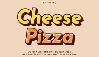 Cheese pizza text effect illustration with bold yellow and orange shades