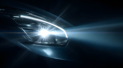 Innovative Xenon Car Light Emitting Futuristic Bluish Glow in Dark Setting