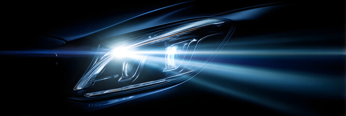 Innovative Xenon Car Light Emitting Futuristic Bluish Glow in Dark Setting