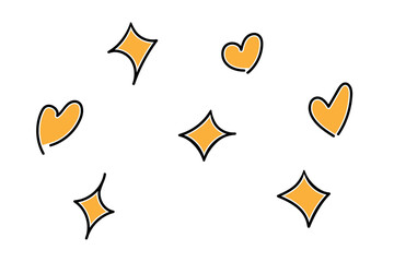 手書き風のキラキラやハートの素材