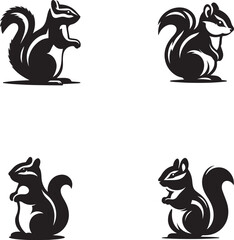Stylized Squirrel Silhouette Collection – Vector Wildlife Illustrations in Dynamic Poses
