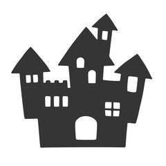 ハロウィンの家のシルエットイラスト
