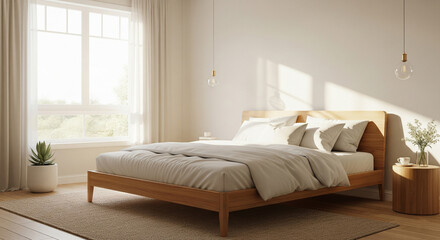 Fototapeta premium Serene Minimalist Bedroom