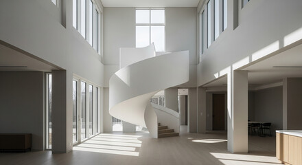 Obraz premium White Minimalist Spiral Staircase