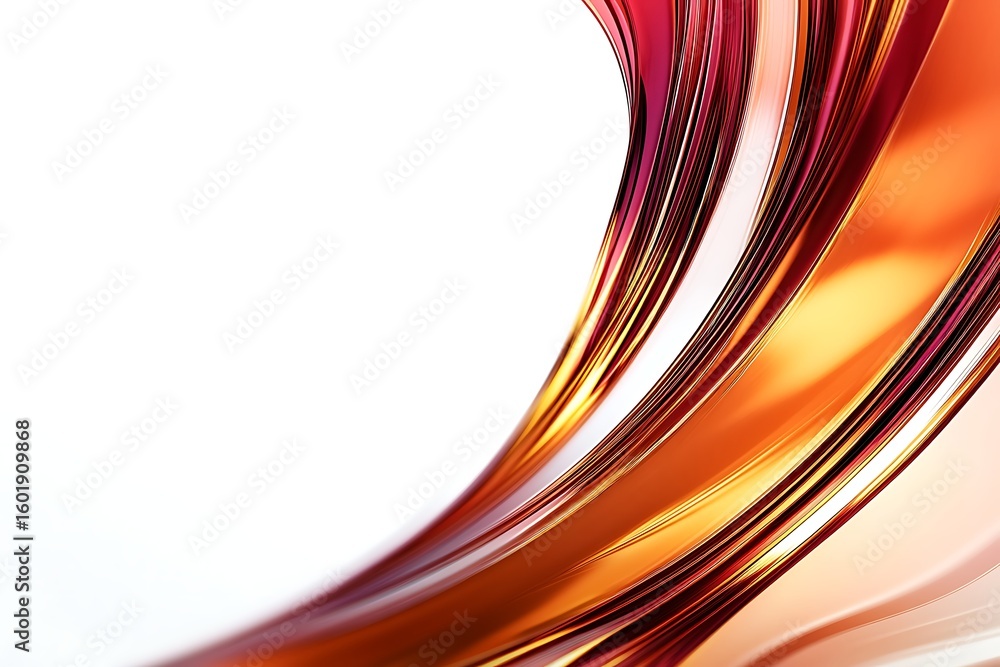 Aufkleber abstract orange and red flowing lines design with glossy effect for modern background