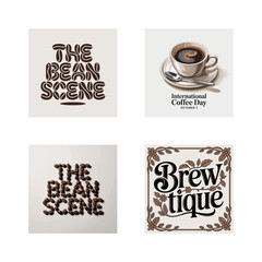 Coffee bean text art and beverage illustration beans typography