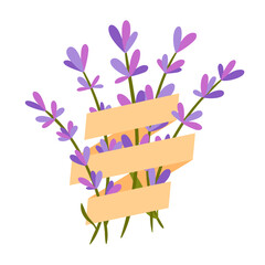 ribbon frame with lavender sprigs, perfect for botanical, spa, greeting cards or wellness designs.