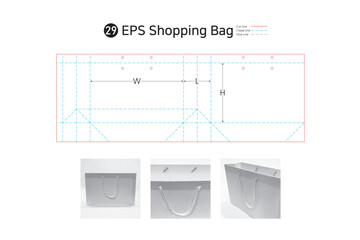 P2_29. Long horizontal type of supporting structure. Shopping bag, paper shopping bag development