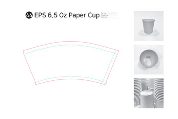 P2_44. 6.5 oz paper cup spread drawing. Please check as the shape and package specifications may vary depending on the printing machine.