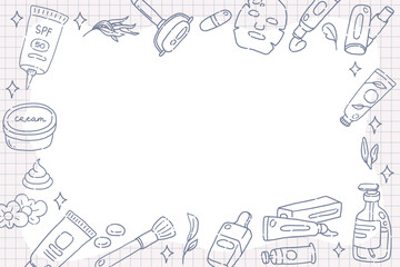 Cosmetic Doodle Line Art Frame Background