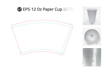 P2_47. 12 oz paper cup spread drawing. Please check as the shape and package specifications may vary depending on the printing machine.