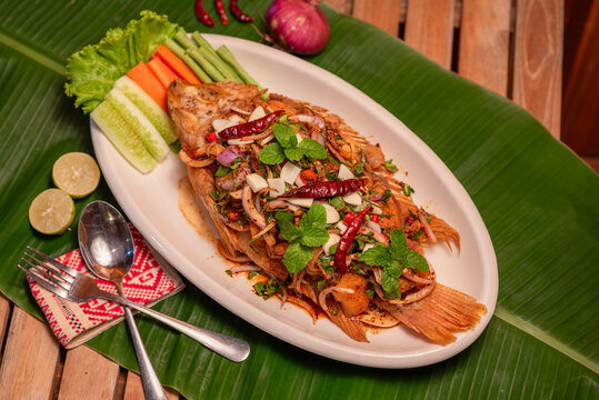 Thai style fried fish menu