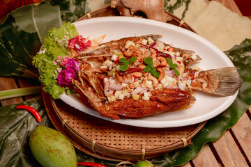 Thai style fried fish menu