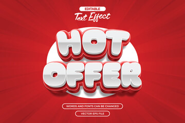 Hot offer editable text effect with 3d text style and with red comic background
