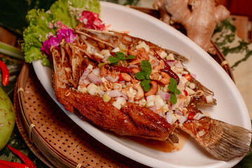 Thai style fried fish menu
