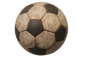 Classic dirty soccer ball isolated on transparent background, perfect for sports-themed projects