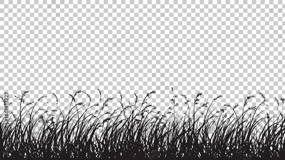 Aufkleber vector silhouette of tall grass and weeds against a transparent background creating a natural and wi