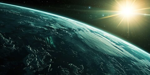 A vast futuristic space station orbiting a distant planet, bustling with activity