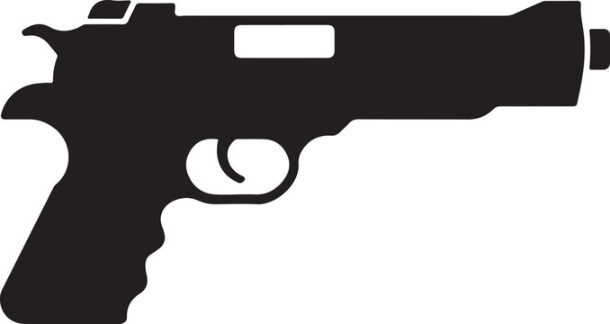 black pistol silhouette, side view clip art preview