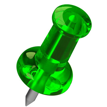 Green Push Pin 3d rendering Glossy Plastic Thumbtack