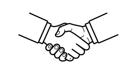 Vector Minimalist Handshake Line Art SVG Icon for Business Agreement and Partnership Symbol
