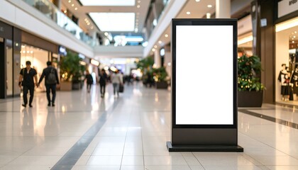 Blank billboard in a busy mall