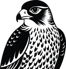 Falcon Bird Front View Silhouette Icon.