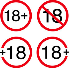 four red circled 18 signs, indicating age restrictions. 
