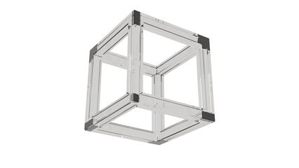 3D Render a metal object with a glass structure on top